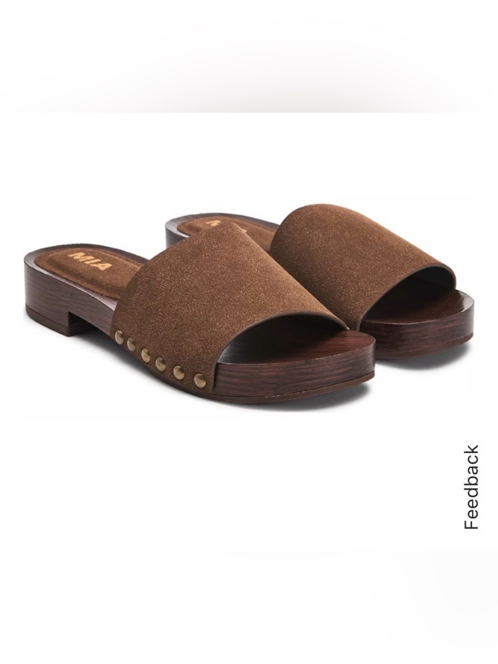 Mia  Lanell Wood Bottom Slide Sandal
